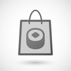 Shopping bag icon with a sushi