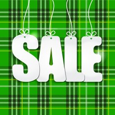Sale illustration with white text on green cage N2