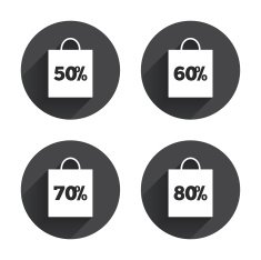 Sale bag tag icons Discount symbols N45