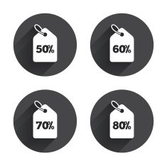Sale price tag icons Discount symbols N39