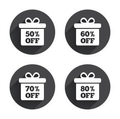 Sale gift box tag icons Discount symbols N34