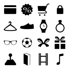 Shopping Icons Set Black N2