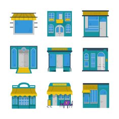 Showcases flat color vector icons