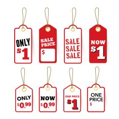Sale Tags Price and One price label