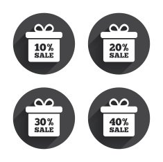 Sale gift box tag icons Discount symbols N35