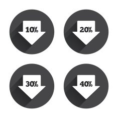Sale arrow tag icons Discount symbols N28