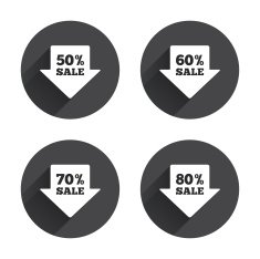 Sale arrow tag icons Discount symbols N29