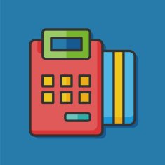 Credit card machine color line icon