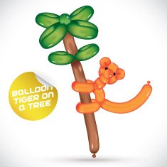 Balloon Tiger On A Tree Illustration N2