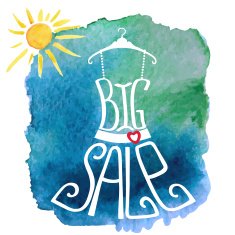 Summer Big Sale lettering Dress watercolor sun Blue splash N2