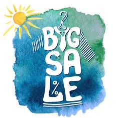 Summer Big Sale lettering Tee sirt watercolor sun Blue splash N2