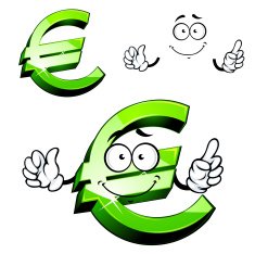 Cartoon isolated green euro sign N2