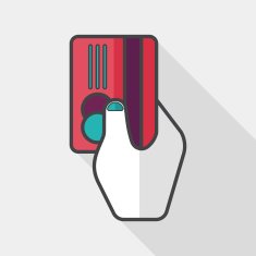 shopping credit card flat icon with long shadow eps10 N5
