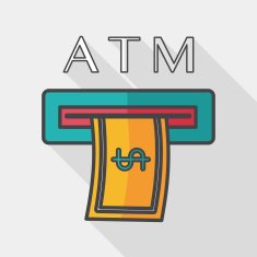 atm flat icon with long shadow N5