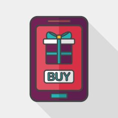 cell phone online shopping flat icon with long shadow eps10 N5