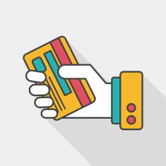 credit card flat icon with long shadow eps10 N14