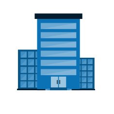 Blue Building With Doors And Flat Shadow