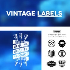 Vintage premium labels set on blurred background
