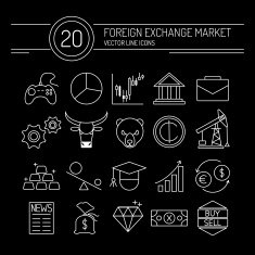 Forex Line Icons Black