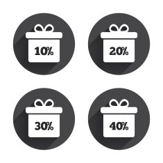 Sale gift box tag icons Discount symbols N37