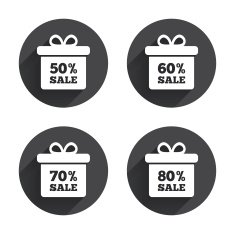 Sale gift box tag icons Discount symbols N38