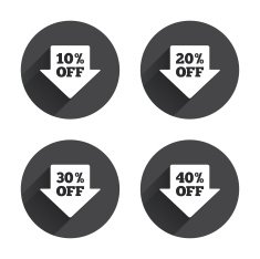 Sale arrow tag icons Discount off symbols N17