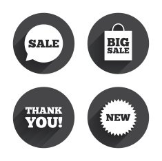 Sale speech bubble icon Thank you symbol N13