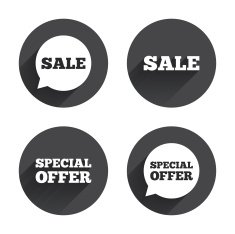 Sale icons Special offer speech bubbles symbols N25