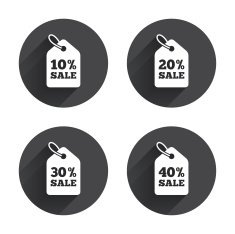 Sale price tag icons Discount symbols N42