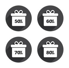 Sale gift box tag icons Discount symbols N39