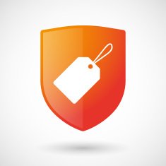 Shield icon with a shopping label