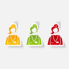 realistic design element saleswoman N8