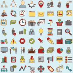 Set of 64 web icons for business finance and communication