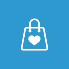 shopping bag icon isolated white on the blue background N2