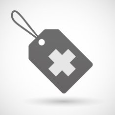 Shopping label icon with an irritating substance sign