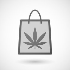 Shopping bag icon with a marijuana leaf