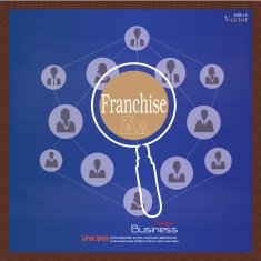 Franchise concept franchise with Magnifier and business man ico N2