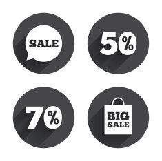 Sale speech bubble icon Big sale shopping bag N21