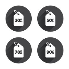 Sale price tag icons Discount symbols N43