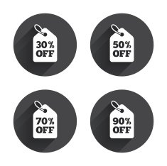 Sale price tag icons Discount symbols N44