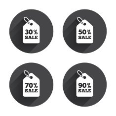 Sale price tag icons Discount symbols N45