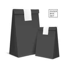 black paper bags with sticker