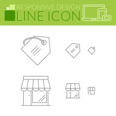 Line icons Responsive design Price tag and store