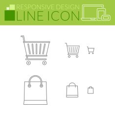Line icons Responsive design Shopping cart and bag