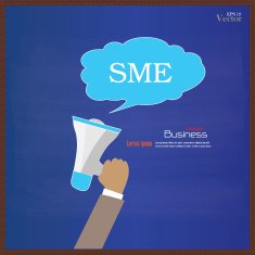 Hand holding megaphone with SME (Small and medium enterprises N3
