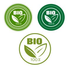 Bio labels with green leaves N2