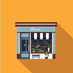 Restaurants and shops facade storefront vector detailed flat N7
