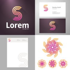 Design icon S element with Business card and paper template N2