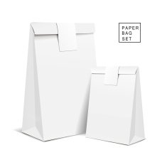 white paper bags with sticker