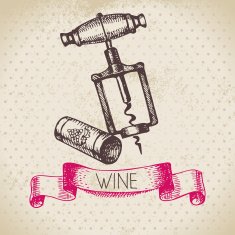 Wine vintage background Hand drawn sketch illustration N3